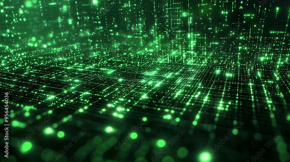 A green digital grid pattern with a glowing effect, perfect for tech-themed projects A green digital grid pattern with a glowing effect, perfect for tech-themed projects