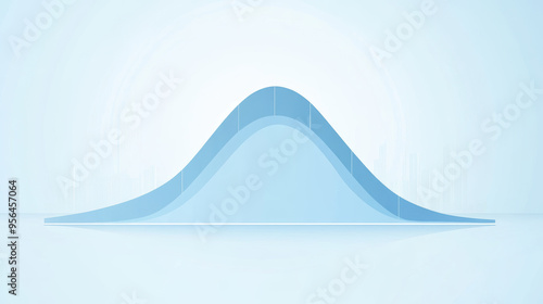 Abstract blue normal distribution curve on light background Minimalistic abstract image featuring a blue normal distribution curve against a light background, symbolizing statistical data analysis photo