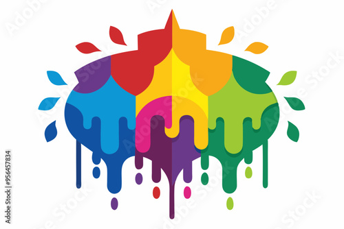 Multicolor paint dripping vector background