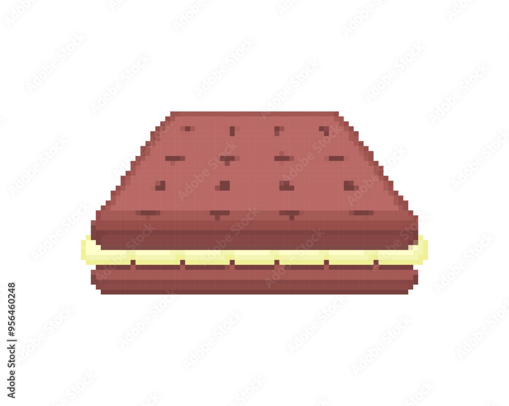 Cookies with filling pixel art. 8 bit Chocolate cookies with cream Cookies with filling pixel art. 8 bit Chocolate cookies with cream