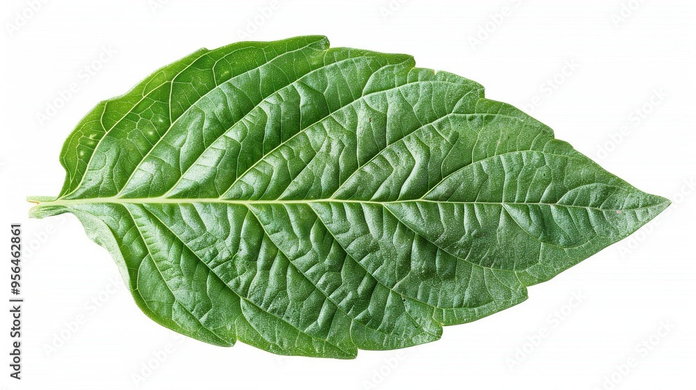 Single Green Leaf with Detailed Veins Single Green Leaf with Detailed Veins