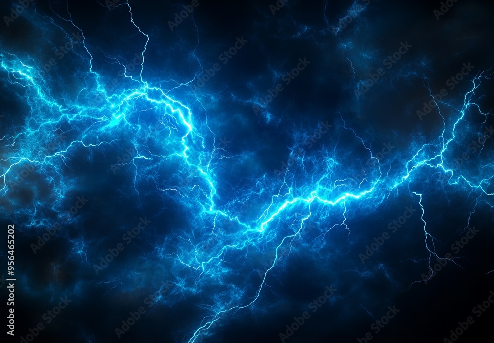 Blue Lightning Background with Electric Light Effects. AI generated illustration Blue Lightning Background with Electric Light Effects. AI generated illustration