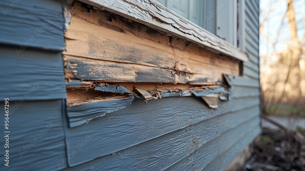 Damaged plastic siding is replaced as part of exterior house remodel : Generative AI Damaged plastic siding is replaced as part of exterior house remodel : Generative AI