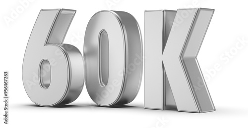 60k Followers Silver Number 3D Render