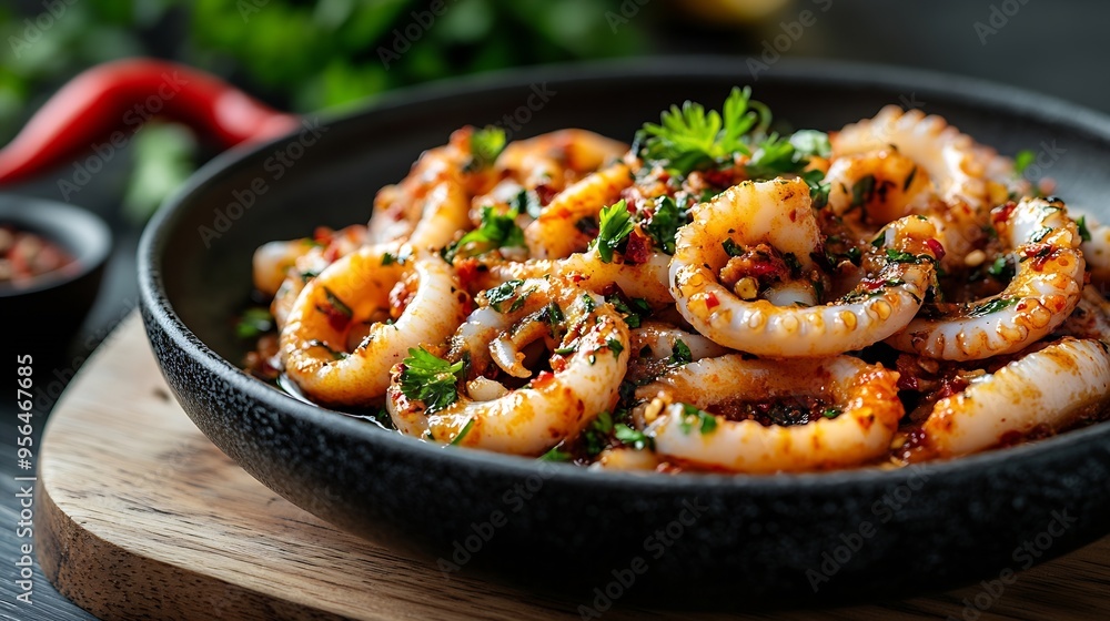 Spicy squid and water parsley : Generative AI Spicy squid and water parsley : Generative AI