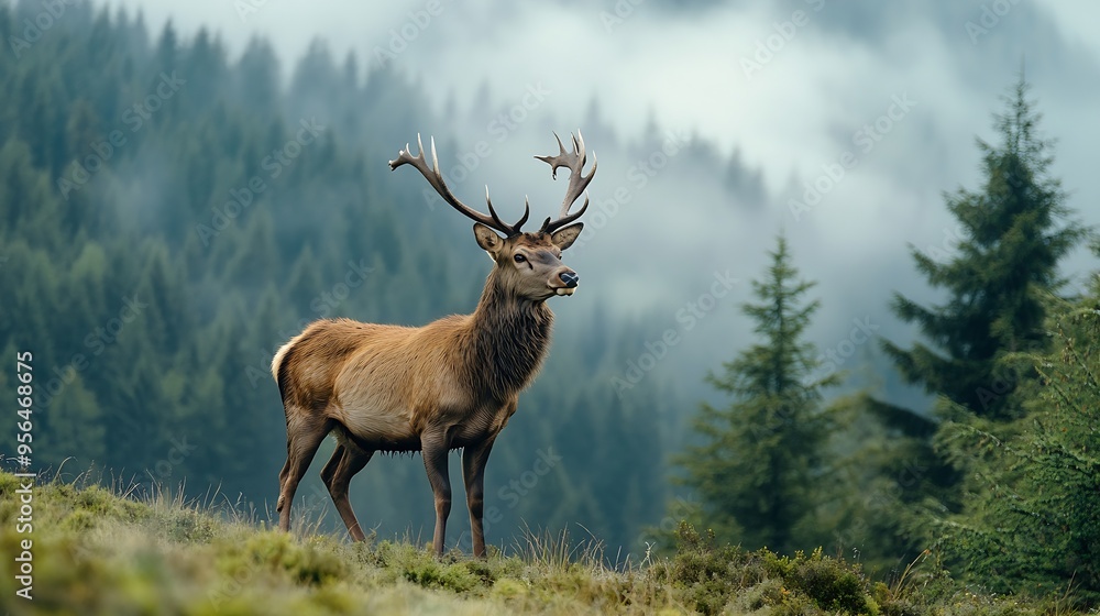Fototapeta premium Wild nature and animals in the mountains of umava : Generative AI