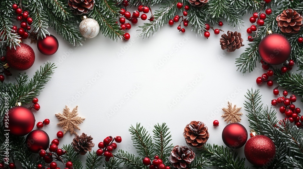 Festive Christmas Background Featuring Green Leaves and Red Ornaments, Creating a Warm and Joyful Holiday Atmosphere with Natural Elements and Decorative Accents for Seasonal Celebration. Festive Christmas Background Featuring Green Leaves and Red Ornaments, Creating a Warm and Joyful Holiday Atmosphere with Natural Elements and Decorative Accents for Seasonal Celebration.