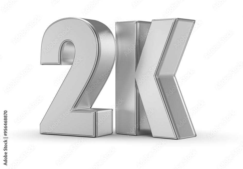 2k Followers Silver Number 3D Render 2k Followers Silver Number 3D Render