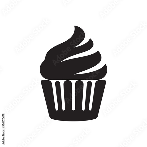 Cupcake silhouette Icon, muffin logo.abstract food symbol, Vector illustration isolated on white background. Can be used as icon, sign or symbol - cupcake silhouette.