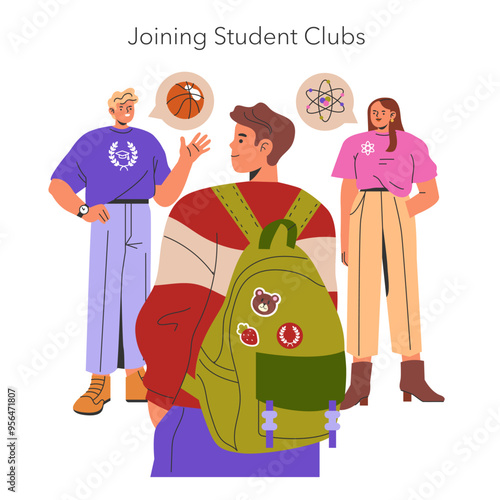 Freshman Year. Flat Vector Illustration