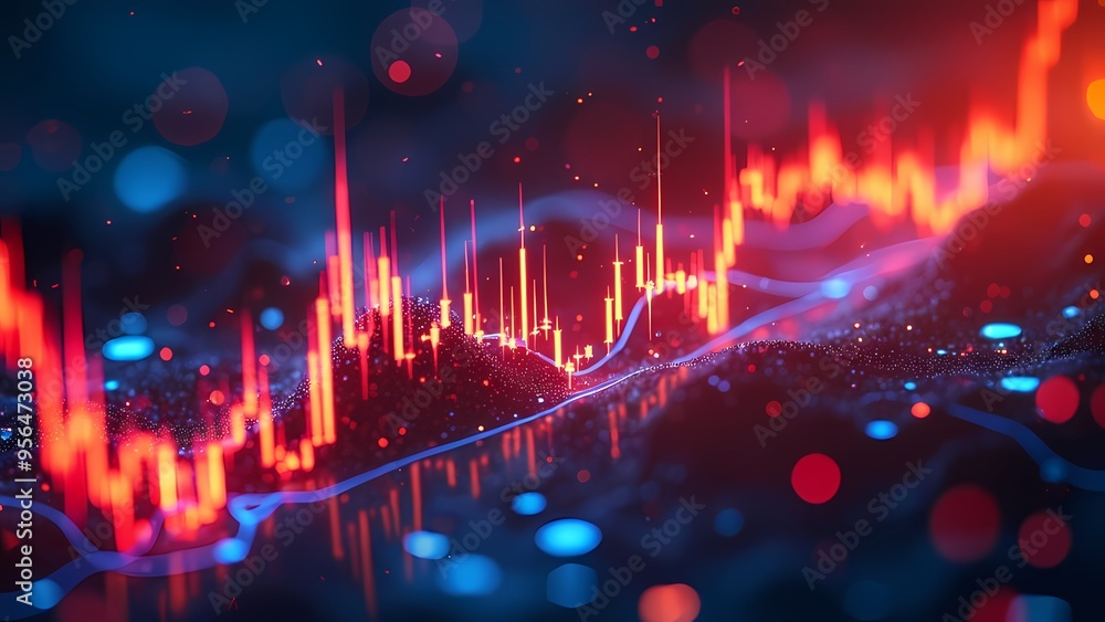 Fototapeta premium Dynamic Neon Lights in a High-Tech Financial Environment