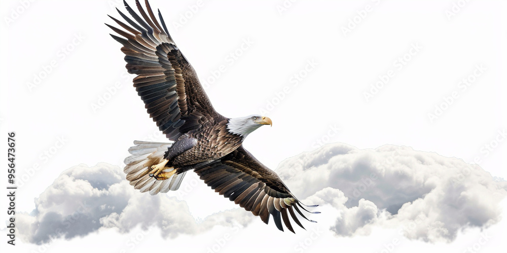 Obraz premium Bald eagle in flight with wings spread