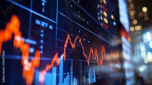 Stock market graph displaying the fluctuating values of investments over time