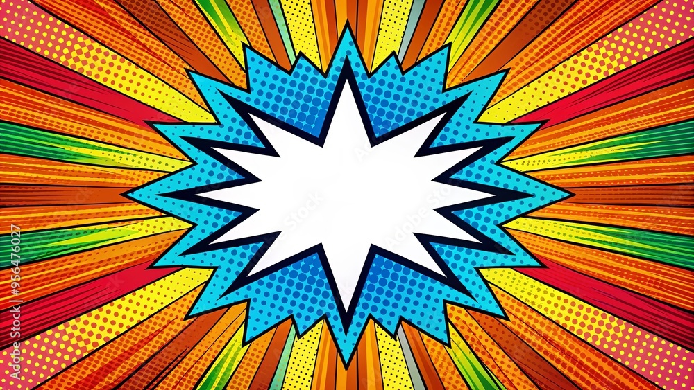 Fototapeta premium Colorful and bold 90s retro comic with abstract background