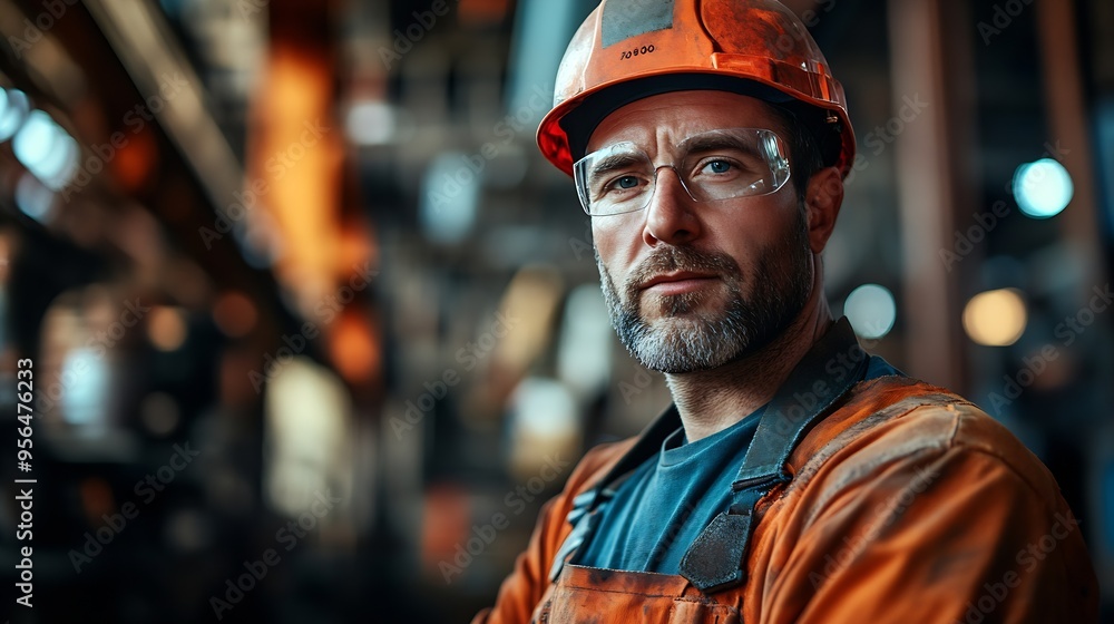 Portrait of manual worker standing industry operating : Generative AI Portrait of manual worker standing industry operating : Generative AI