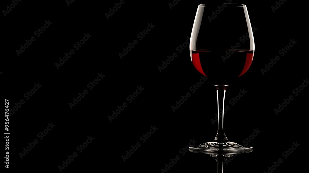 A glass of red wine on a black background. A glass of red wine on a black background.