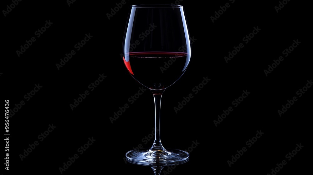 A glass of red wine against a black background. A glass of red wine against a black background.