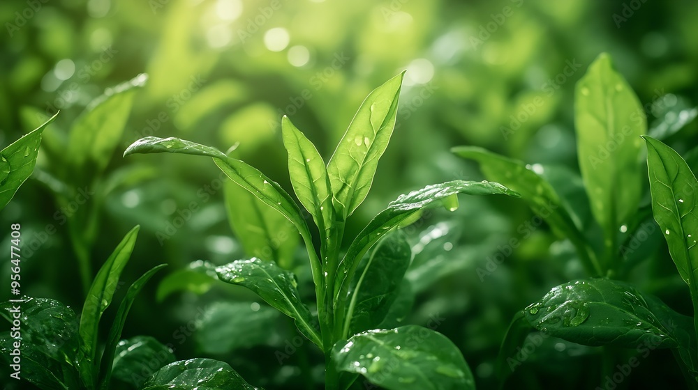 Obraz premium Green Water spinach background ready to harvest : Generative AI