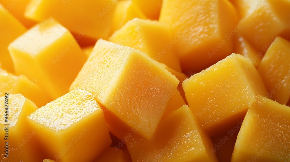 Cubed mango background closeup mango background top view : Generative AI Cubed mango background closeup mango background top view : Generative AI