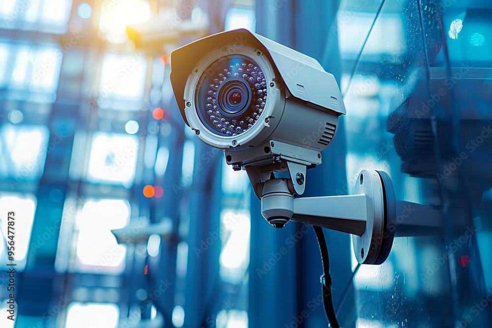 Technician Fine-Tuning CCTV Camera for Surveillance Video Technician Fine-Tuning CCTV Camera for Surveillance Video