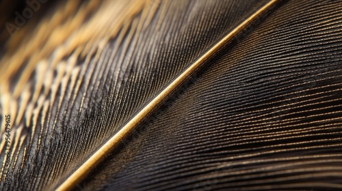 A close-up of a feather intricate structure, highlighting the delicate barbs and central shaft