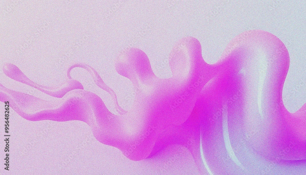 Naklejka premium Holo abstract 3D shapes, whit grainy noise effect purple and blue abstract fluid shapes against a light background