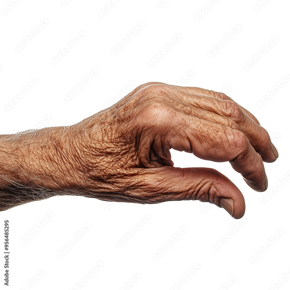 Fototapeta premium hand of an old man isolated on transparent or white background