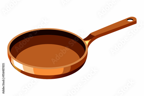 Copper frying pan white background vector art illustration 