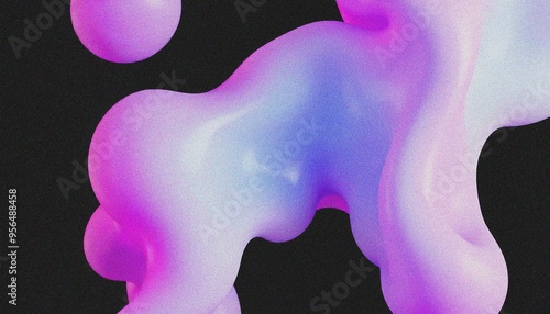 Colorful abstract liquid or fluid holo background with grainy noise effect abstract purple and blue fluid shapes against a light background photo