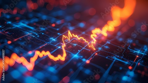 Wallpaper Mural Glowing Neon Beams Representing Financial Data Visualizations Torontodigital.ca