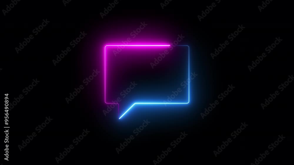 neon animation of text balloons clip art, fast moving blue and pink glowing lines to both sides, 4K animated social template neon animation of text balloons clip art, fast moving blue and pink glowing lines to both sides, 4K animated social template