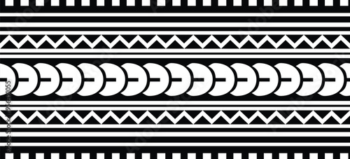 Polynesian tattoo tribal band design. Samoan tattoo tribal ornament border.
 Decorative seamless pattern.