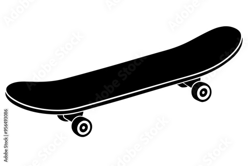 Skateboard icon silhouette vector, skateboard sport illustration	
