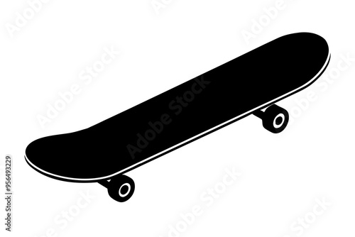Skateboard icon silhouette vector, skateboard sport illustration	
