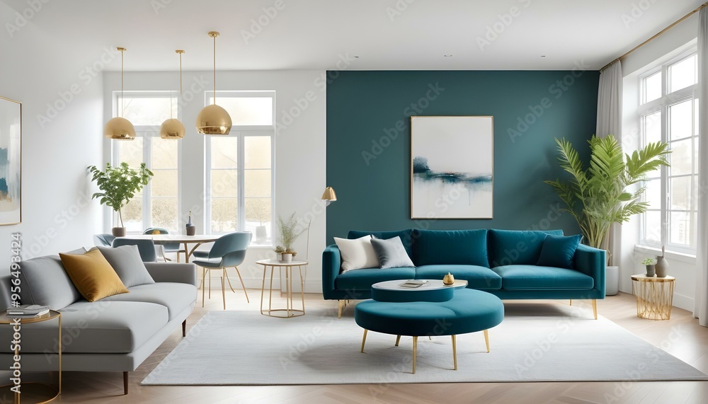 Fototapeta premium Photo interior modern design room 3d illustration