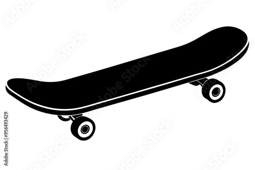 Skateboard icon silhouette vector, skateboard sport illustration	
