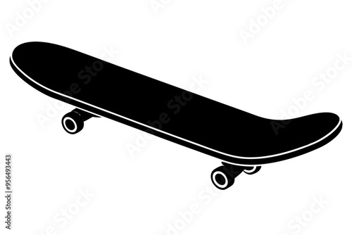 Skateboard icon silhouette vector, skateboard sport illustration	
