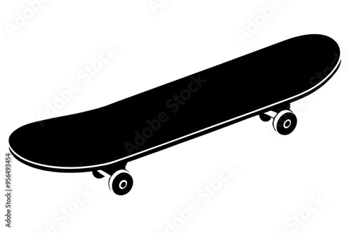 Skateboard icon silhouette vector, skateboard sport illustration	

