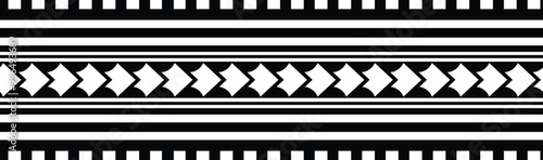 Polynesian pattern tribal tattoo border. Tribal tattoo geometric fore arm samoan band. Tattoo eps forearm samoan sleeve bracelet. Fabric seamless isolated hawaiian pattern on white background.