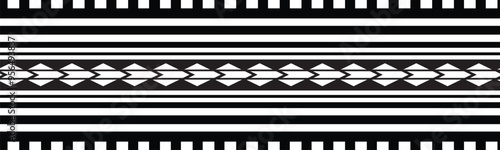 Polynesian pattern tribal tattoo border. Tribal tattoo geometric fore arm samoan band. Tattoo eps forearm samoan sleeve bracelet. Fabric seamless isolated hawaiian pattern on white background.
