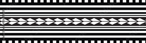 Polynesian tattoo tribal band design. Samoan tattoo tribal ornament border.
 Decorative seamless pattern.