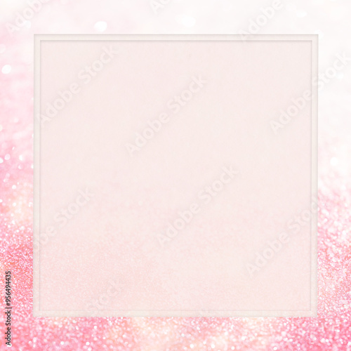 Square frame on pink glittery background transparent png