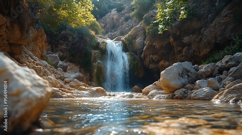The Richtis Gorge waterfall is located in a state protected park near Exo Mouliana Sitia eastern Crete The hiking trail is about 4 km in length of easy to moderate difficulty : Generative AI