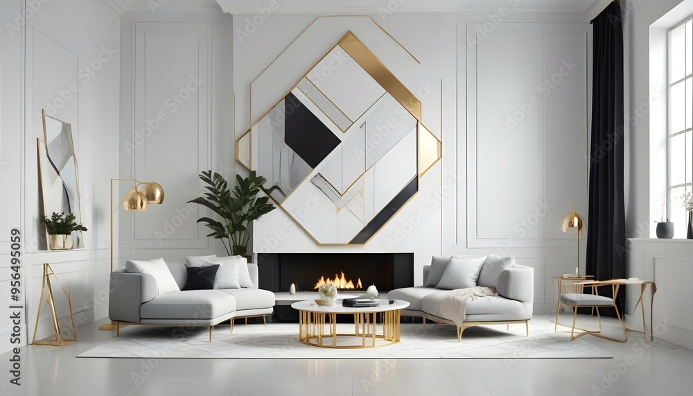 Photo interior modern design room 3d illustration Photo interior modern design room 3d illustration