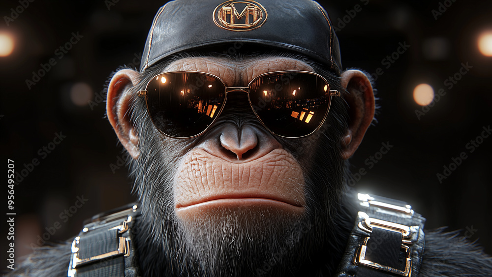 Cool Chimpanzee with Aviator Sunglasses: Urban Streetwear Style Cool Chimpanzee with Aviator Sunglasses: Urban Streetwear Style