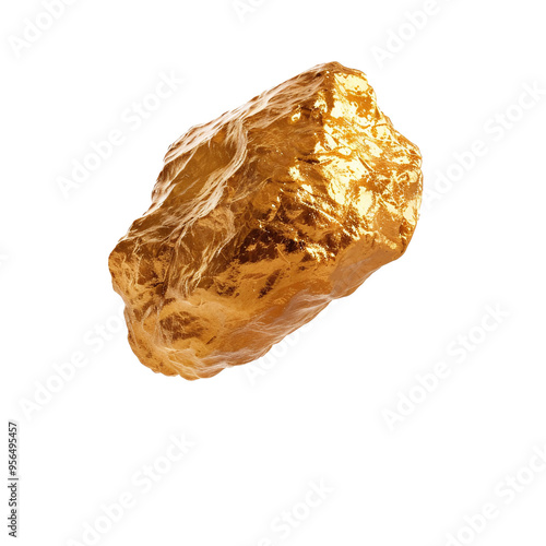 Gold piece floating on transparent background PNG