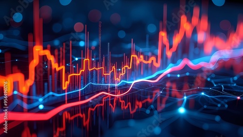 Vibrant Neon Lines Creating Abstract Financial Data Visuals