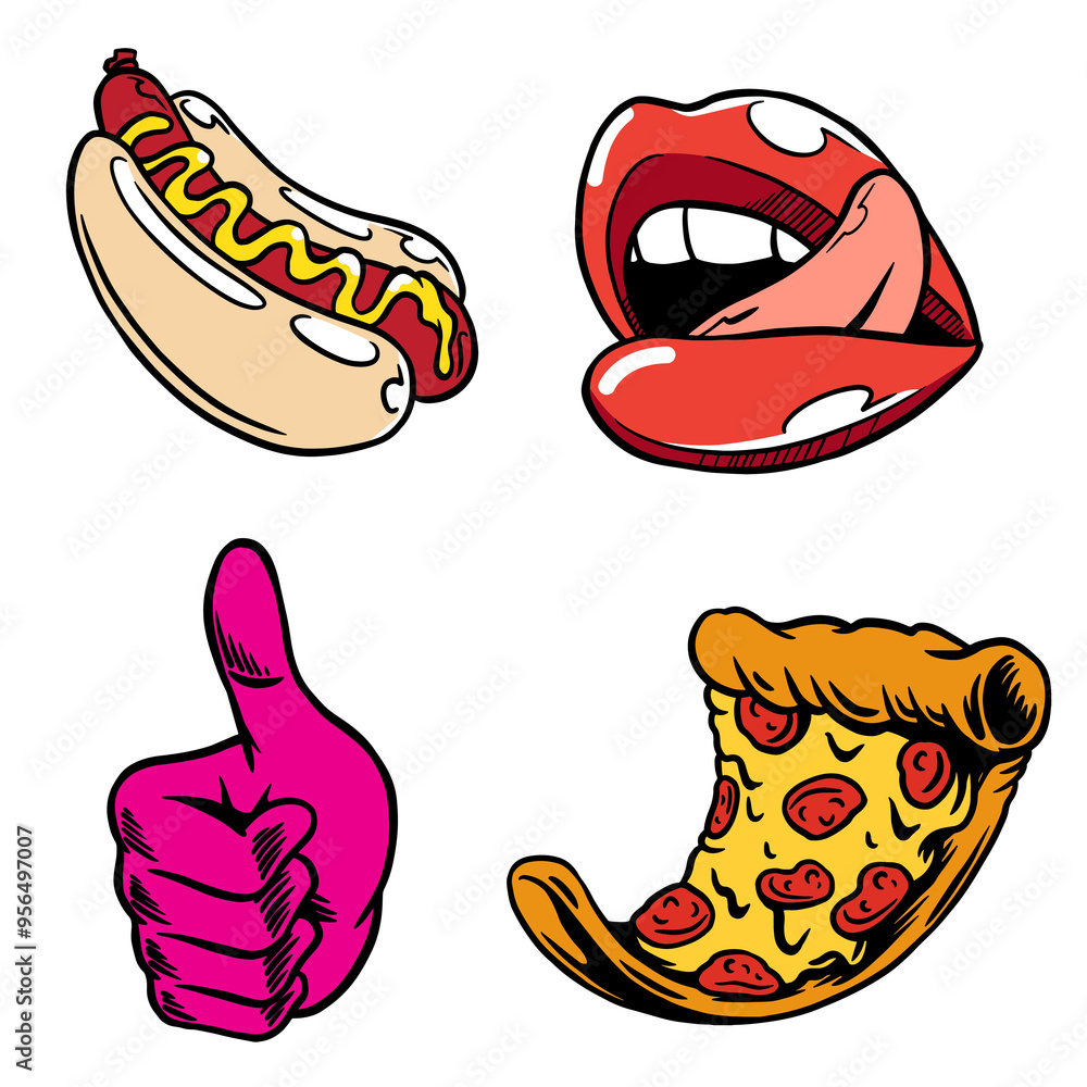 Colorful cool street style sticker set design resources Colorful cool street style sticker set design resources