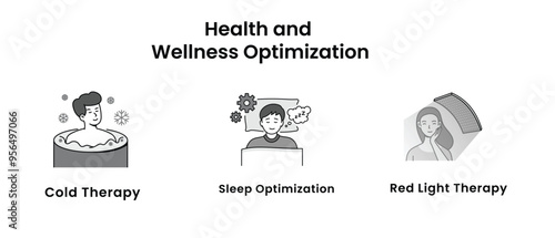 Cognitive Enhancement and Brain Health Illustration. Including Nootropics, Neurofeedback, Sleep Optimization, Smart Drugs, Red Light Therapy icons.