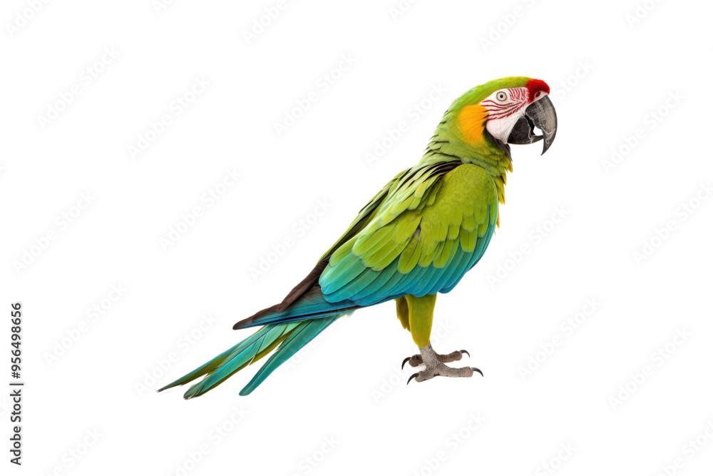 Green macaw on white background for nature, wildlife, tropical themes. Ideal for projects needing vibrant and colorful visuals Green macaw on white background for nature, wildlife, tropical themes. Ideal for projects needing vibrant and colorful visuals